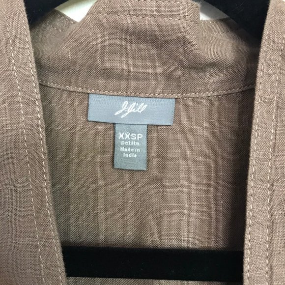 J. Jill 100% linen cropped jacket XS tan light brown button blazer top boxy fit - Picture 3 of 8
